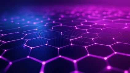 Wall Mural - abstract network of hexagons with purple glow
