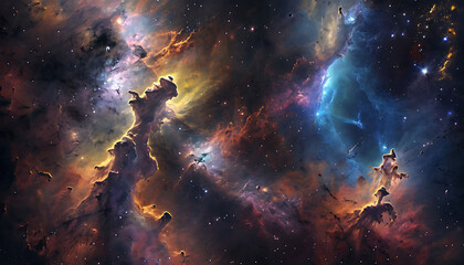 Stary night cosmos. Colorful space galaxy cloud nebula. Universe science astronomy. Supernova background wallpaper