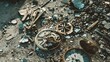© VK Studio - A scene of scattered antique clocks and gears amidst shattered glass, evoking a sense of time passing and history left behind.