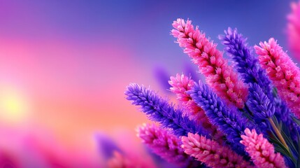 Poster - Pink and Purple Flowers at Sunset