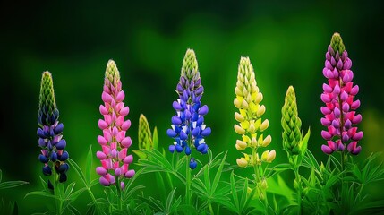 Poster - Colorful Lupine Flowers in Bloom