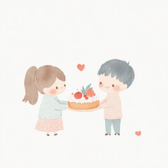 Wall Mural - Couple Sharing Cake.