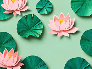 Sticker - Paper Lotus Flowers and Leaves