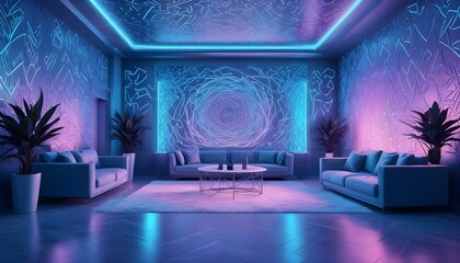 Photo interior modern design room 3d illustration;