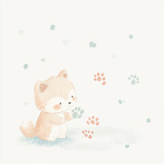 Poster - Cute Puppy Watercolor Art.