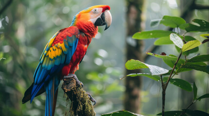 Wall Mural - A colorful parrot perched on a tree branch