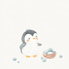 Canvas Print - Cute Penguin Eggs.