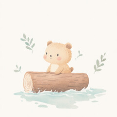 Poster - Bear on Log.