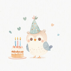 Canvas Print - Owl Birthday Cake.