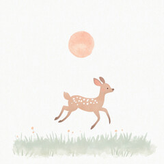 Sticker - Deer Sunset Watercolor.