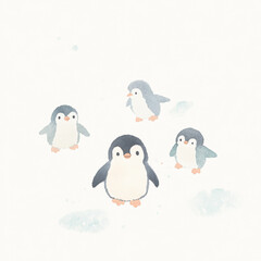 Canvas Print - Cute Penguin Watercolor.