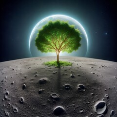 Wall Mural - green tree on the earth