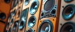© anis rohayati - Stack of audio speakers with retro classic wooden box background wallpaper AI generated image