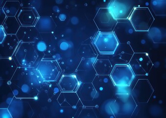 Wall Mural - abstract digital network with hexagons