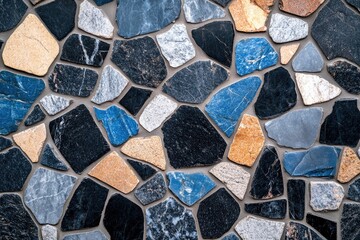 Wall Mural - A textured wall of different colored stones. This photo of a stone wall is ideal for design projects.