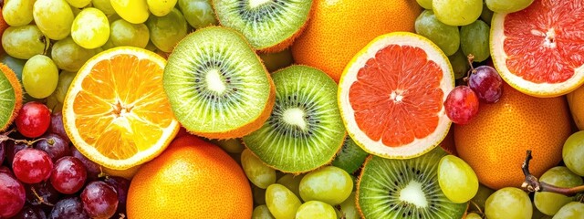 Wall Mural - background from different berries and fruits. Selective focus