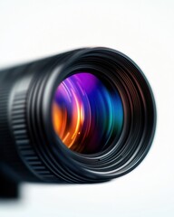 Close-up of a camera lens showcasing vibrant colors and intricate details, perfect for photography enthusiasts and creatives.