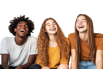 Diverse Group of Friends Laughing Together - Isolated on White Transparent Background, PNG
