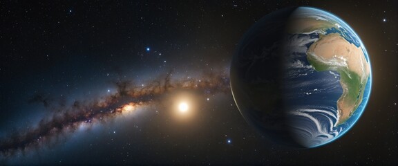 wonderful cosmic illustration with planet earth, dreamy wall paper design