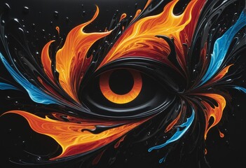 Poster - Vibrant depiction of the contrast between fire and ice wallpaper design