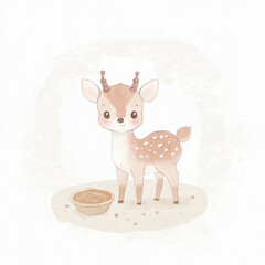 Poster - Cute Deer Watercolor.