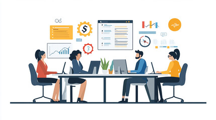 Wall Mural - Great teamwork leads to higher efficiency and better business outcomes Illustration Flat design