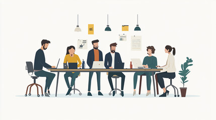 Wall Mural - Fostering collaboration between departments creates a cohesive and productive work environment Illustration Flat design