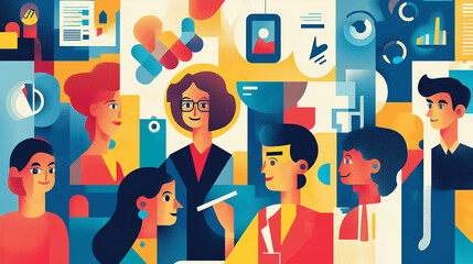 Wall Mural - Leveraging diverse perspectives within a team leads to innovative business solutions Illustration Flat design