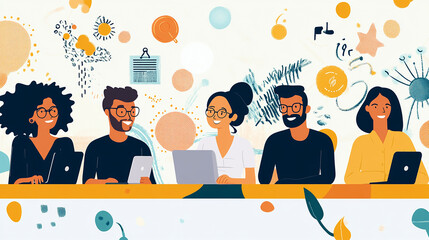 Wall Mural - Leveraging diverse perspectives within a team leads to innovative business solutions Illustration Flat design