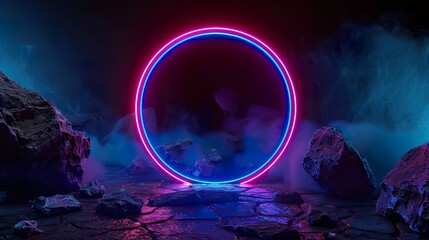 Canvas Print - 3d_render_abstract_background_cosmic_landscape_round