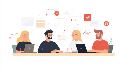 Wall Mural - Nurturing collaboration across different teams boosts productivity and leads to business achievement Illustration Flat design