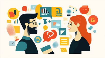 Wall Mural - Open communication fosters transparency and paves the way for business success Illustration Flat design