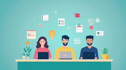 Wall Mural - Prioritizing teamwork ensures every business goal is accomplished effectively Illustration Flat design