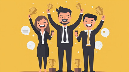 Wall Mural - Recognizing team achievements motivates continued success in business endeavors Illustration Flat design