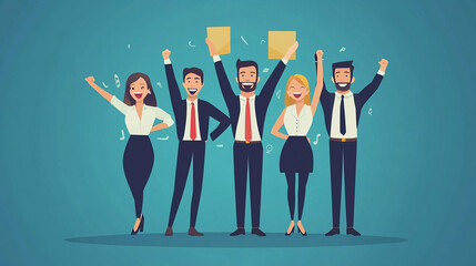 Wall Mural - Recognizing team achievements motivates continued success in business endeavors Illustration Flat design