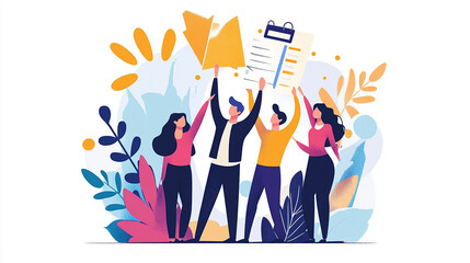 Wall Mural - Uniting a team around shared goals accelerates business success Illustration Flat design