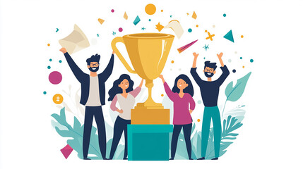 Wall Mural - Recognizing team achievements motivates continued success in business endeavors Illustration Flat design