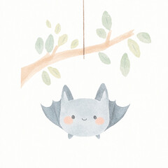 Wall Mural - Cute Bat Watercolor.