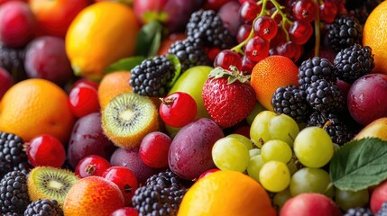 Poster - background from different fruits berries. Selective focus