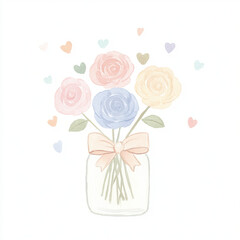 Poster - Watercolor Flowers in Jar.