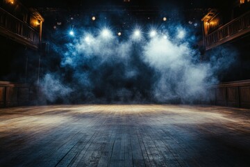 Empty Stage With Smoke and Lights