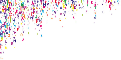 Wall Mural - Flying latin letters. Colorful childish scattered