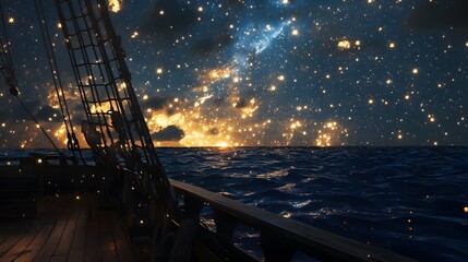 Wall Mural - starry night on the open sea