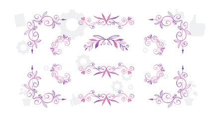luxury botanical gold wedding frame elements on white background. set of circle shapes, glitters, eu