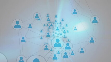 Wall Mural - Animation of network of connections with icons on white background