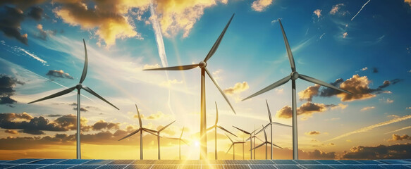 Wall Mural - solar cell in solar farm, alternative energy and sustainable energy, photovoltaic, pure energy renew