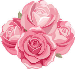 Wall Mural - a painting of pink roses with green leaves and branches