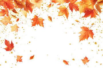 Wall Mural - png autumn border with autumn leaves leaf illustration background.