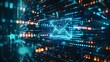 © Bussakon - Digital data streams and binary code surrounding email icon emphasizing its role in information technology