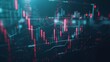 © Virtual Art Studio - digital illustration presents a vibrant financial trading interface with glowing candlestick charts in red and green, set against a dark background, ideal for tech and investment content.